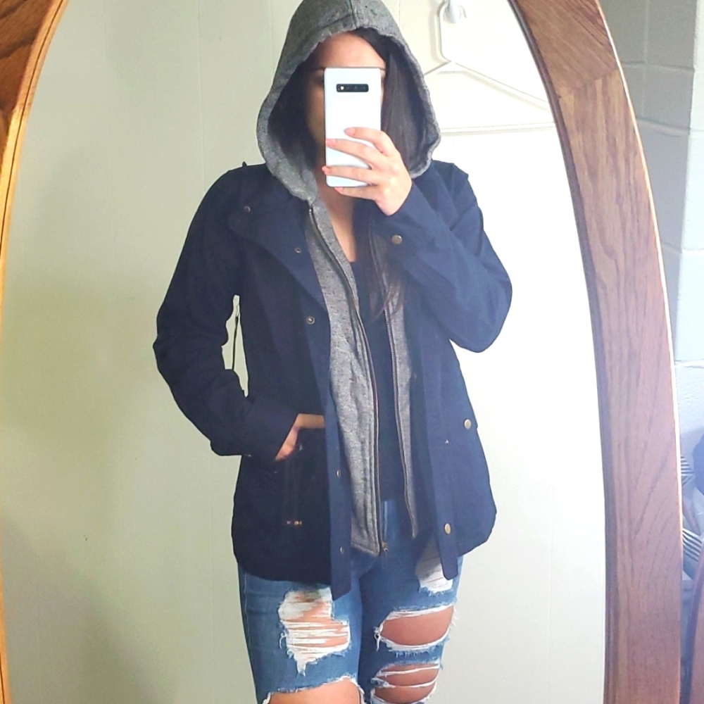 Navy Utility Jacket with hood
